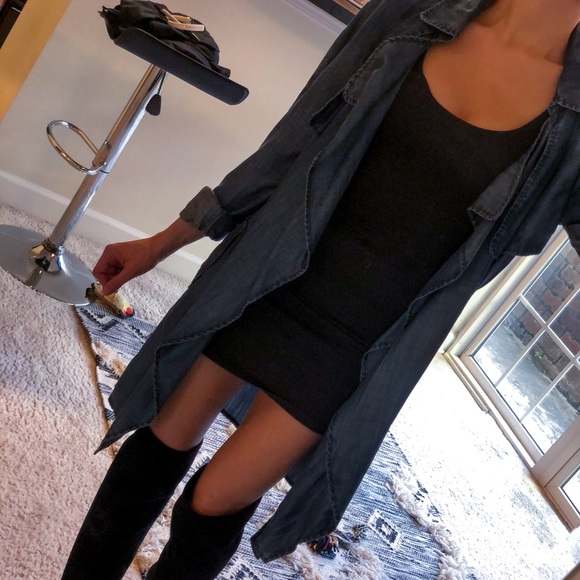 Long boutique denim jacket with belt tie new - Picture 1 of 3